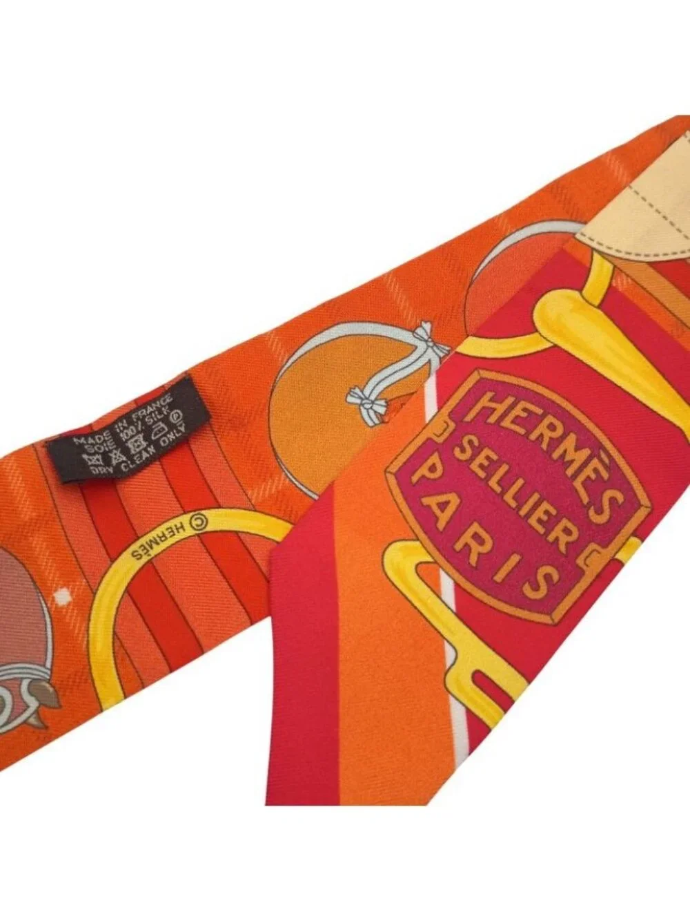 Hermes Ribbon Scarf Twill Multicolor Silk 100% Bouquets Sellier - Picture 3 of 4